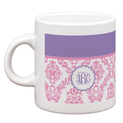 Pink, White & Purple Damask Espresso Cup (Personalized)