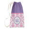 Pink, White & Purple Damask Small Laundry Bag - Front View