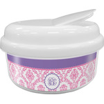 Pink, White & Purple Damask Snack Container (Personalized)