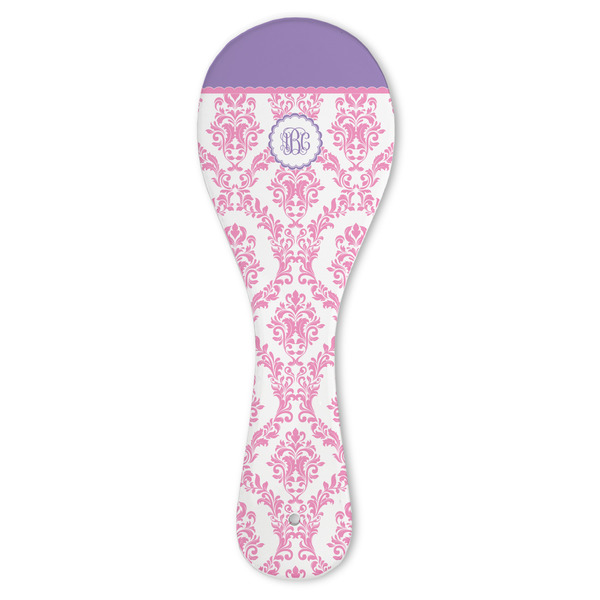 Custom Pink, White & Purple Damask Ceramic Spoon Rest (Personalized)