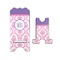 Pink, White & Purple Damask Stylized Phone Stand - Front & Back - Small