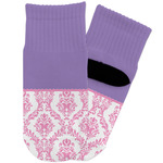 Pink, White & Purple Damask Toddler Ankle Socks