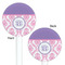 Pink, White & Purple Damask White Plastic 5.5" Stir Stick - Double Sided - Round - Front & Back