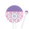 Pink, White & Purple Damask White Plastic 5.5" Stir Stick - Round - Closeup