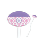 Pink, White & Purple Damask Oval Stir Sticks (Personalized)