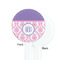 Pink, White & Purple Damask White Plastic 7" Stir Stick - Single Sided - Round - Front & Back