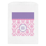 Pink, White & Purple Damask Treat Bag (Personalized)