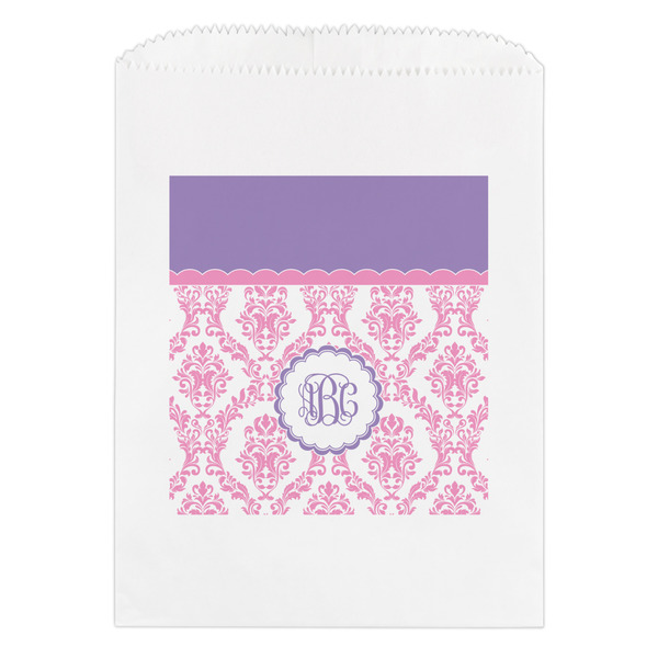 Custom Pink, White & Purple Damask Treat Bag (Personalized)