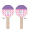 Pink, White & Purple Damask Wooden 6" Stir Stick - Round - Double Sided - Front & Back