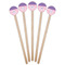 Pink, White & Purple Damask Wooden 6" Stir Stick - Round - Fan View