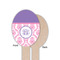 Pink, White & Purple Damask Wooden Food Pick - Oval - Single Sided - Front & Back