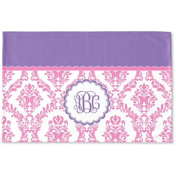 Custom Pink, White & Purple Damask Woven Mat (Personalized)