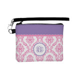 Pink, White & Purple Damask Wristlet ID Case w/ Monogram