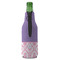 Pink, White & Purple Damask Zipper Bottle Cooler - BACK (bottle)