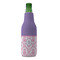 Pink, White & Purple Damask Zipper Bottle Cooler - FRONT (bottle)