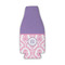 Pink, White & Purple Damask Zipper Bottle Cooler - FRONT (flat)