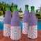 Pink, White & Purple Damask Zipper Bottle Cooler - Set of 4 - LIFESTYLE