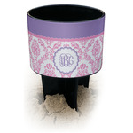 Pink, White & Purple Damask Black Beach Spiker Drink Holder (Personalized)