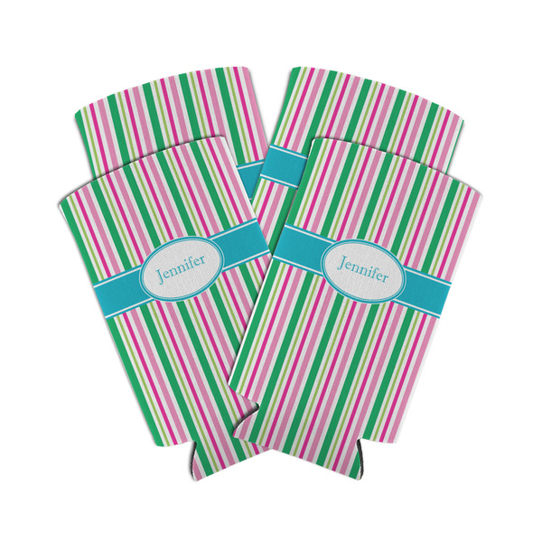 Custom Grosgrain Stripe Can Cooler (tall 12 oz) - Set of 4 (Personalized)