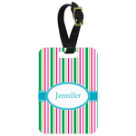 Grosgrain Stripe Metal Luggage Tag w/ Name or Text