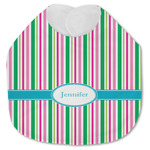 Grosgrain Stripe Jersey Knit Baby Bib w/ Name or Text