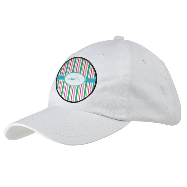 Custom Grosgrain Stripe Baseball Cap - White (Personalized)