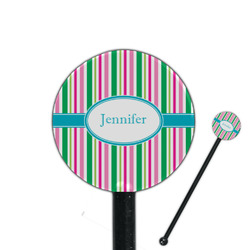 Grosgrain Stripe 5.5" Round Plastic Stir Sticks - Black - Single Sided (Personalized)