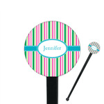 Grosgrain Stripe 7" Round Plastic Stir Sticks - Black - Double Sided (Personalized)