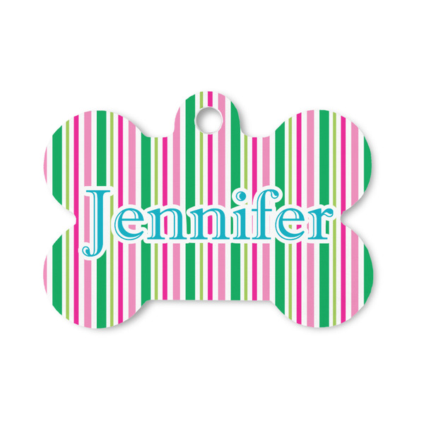 Custom Grosgrain Stripe Bone Shaped Dog ID Tag - Small (Personalized)