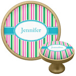 Grosgrain Stripe Cabinet Knob - Gold (Personalized)