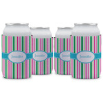 Grosgrain Stripe Can Cooler (12 oz) - Set of 4 w/ Name or Text