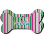 Grosgrain Stripe Ceramic Dog Ornament - Front & Back w/ Name or Text