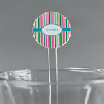 Grosgrain Stripe 7" Round Plastic Stir Sticks - Clear (Personalized)