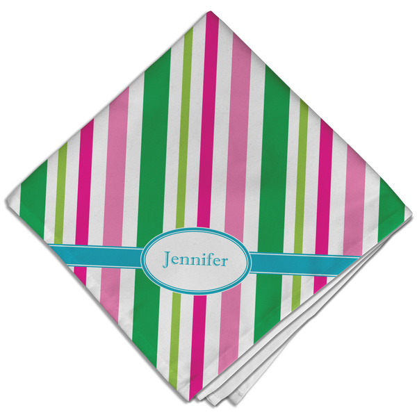 Custom Grosgrain Stripe Cloth Dinner Napkin - Single w/ Name or Text