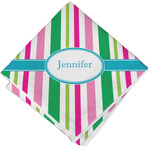 Grosgrain Stripe Cloth Cocktail Napkin - Single w/ Name or Text