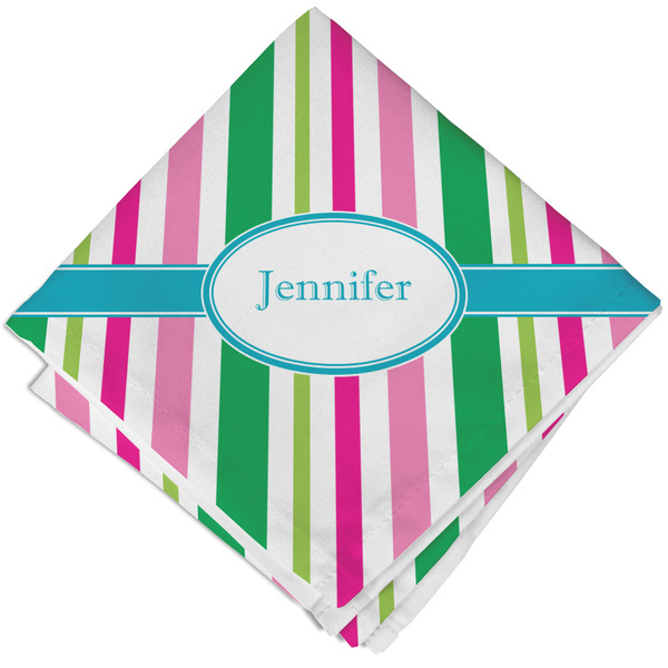 Custom Grosgrain Stripe Cloth Cocktail Napkin - Single w/ Name or Text