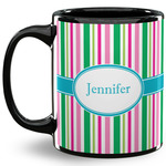 Grosgrain Stripe 11 Oz Coffee Mug - Black (Personalized)