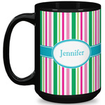 Grosgrain Stripe 15 Oz Coffee Mug - Black (Personalized)