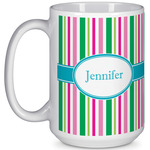 Grosgrain Stripe 15 Oz Coffee Mug - White (Personalized)