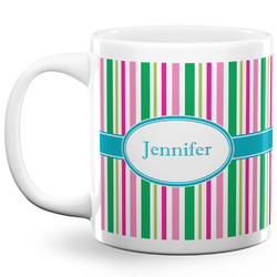 Grosgrain Stripe 20 Oz Coffee Mug - White (Personalized)