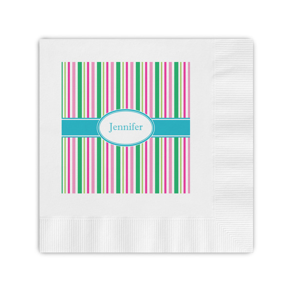 Custom Grosgrain Stripe Coined Cocktail Napkins (Personalized)