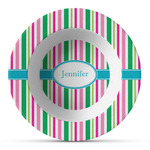 Grosgrain Stripe Plastic Bowl - Microwave Safe - Composite Polymer (Personalized)