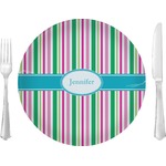 Grosgrain Stripe Glass Lunch / Dinner Plate 10" (Personalized)