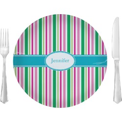 Grosgrain Stripe 10" Glass Lunch / Dinner Plates - Single or Set (Personalized)