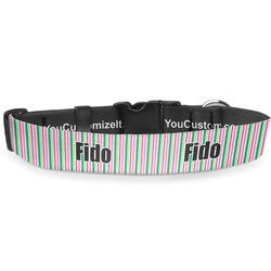 Grosgrain Stripe Deluxe Dog Collar - Medium (11.5" to 17.5") (Personalized)