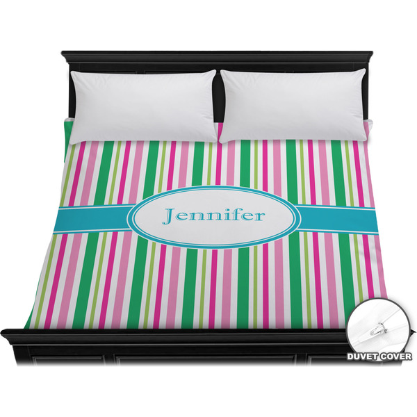 Custom Grosgrain Stripe Duvet Cover - King (Personalized)