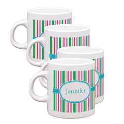 Grosgrain Stripe Single Shot Espresso Cups - Set of 4 (Personalized)