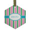 Grosgrain Stripe Frosted Glass Ornament - Hexagon