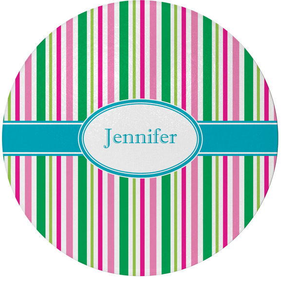 Custom Grosgrain Stripe Round Glass Cutting Board (Personalized)