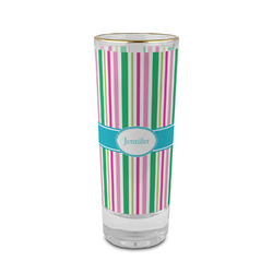 Grosgrain Stripe 2 oz Shot Glass - Glass with Gold Rim (Personalized)